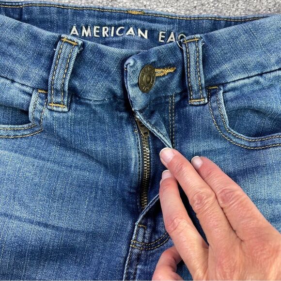 American Eagle Jeans Women’s 2 Blue Jegging Slim High Rise Medium Wash Denim - Picture 3 of 14